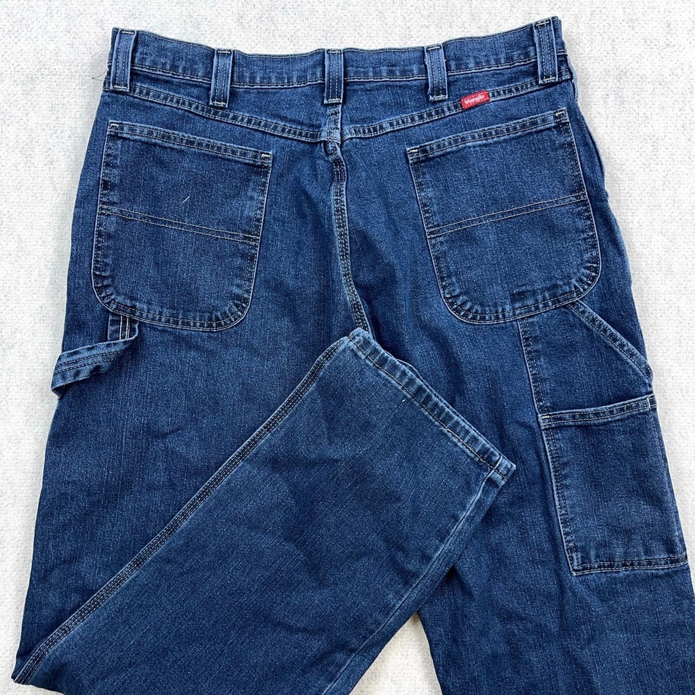 Wrangler Carpenter Jeans Men 36x34 Dark Blue Denim Baggy Skate Grunge Work Wear